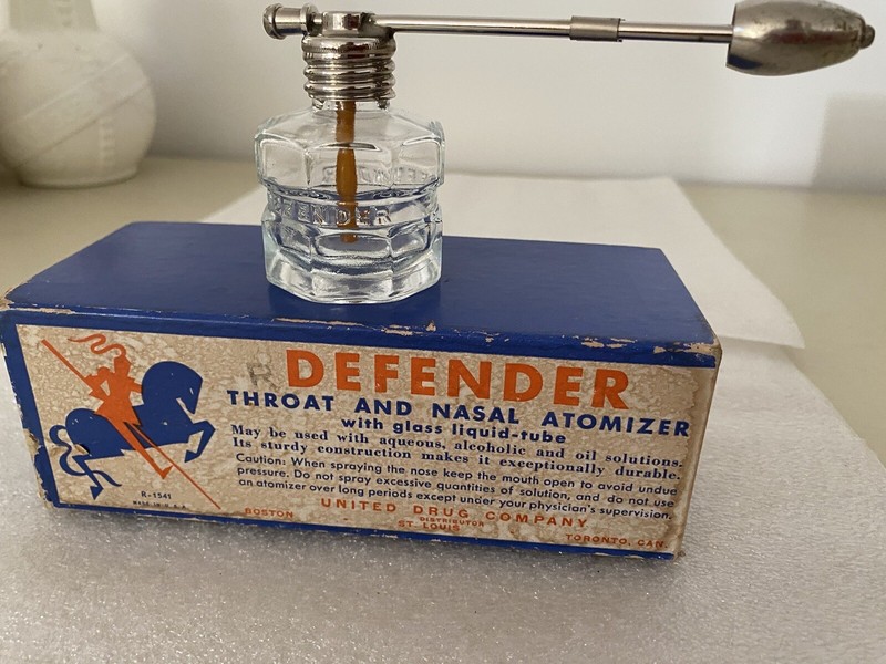 Rexall Defender Throat and Nasal Atomizer Original Box, Directions U.S.A.
