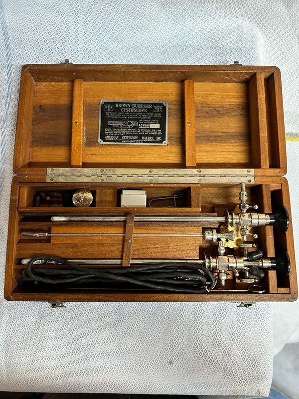 Vintage Cystoscope with box and accessories, Old medical, Brown-Buerger