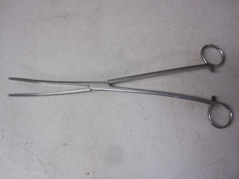 Vintage Merit Stainless Silver Curved Shape Medical Forceps