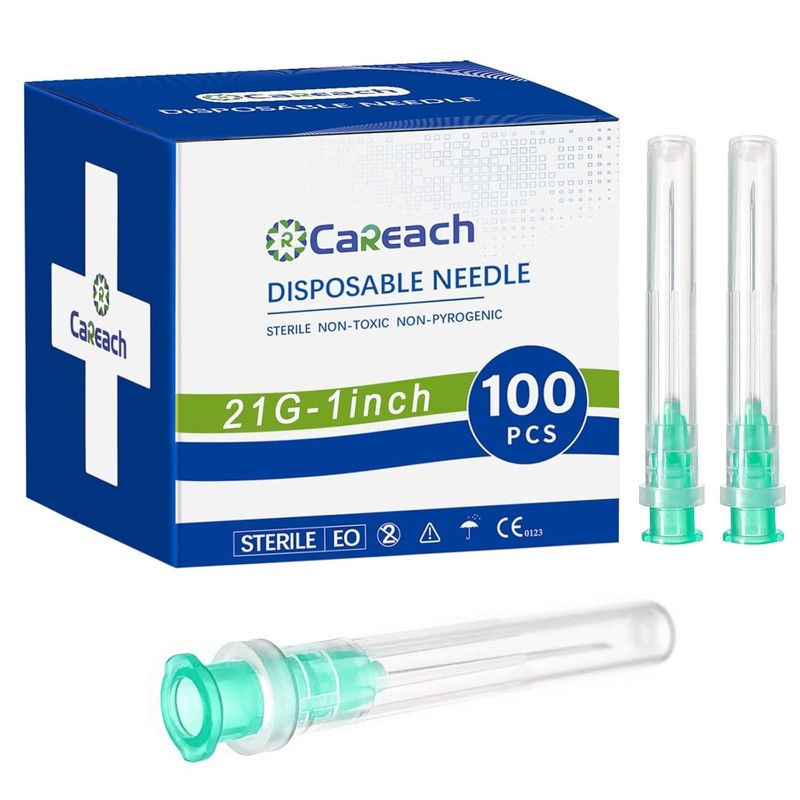 Versatile 21 Ga 1 Inch Stainless Steel Needles - 100pcs for Various Applications gallery