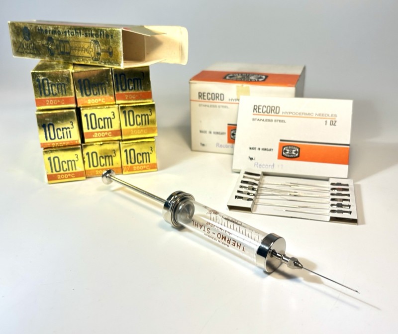 NEW / Antique Medical Glass Syringe s Big Kit-LOT-10ml (10pc)+1 Big Box Needles gallery