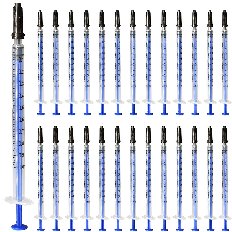 100 Pack Plastic Syringe with Cap, 1ml 1cc without Needle,...
