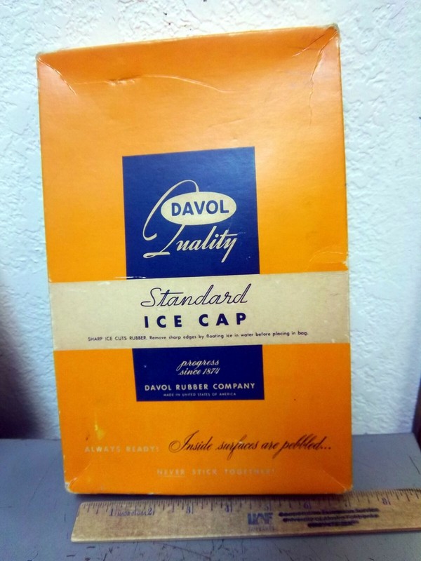 vintage Davol standard Ice cap (rubber ice pack) #402 new unused in original box gallery
