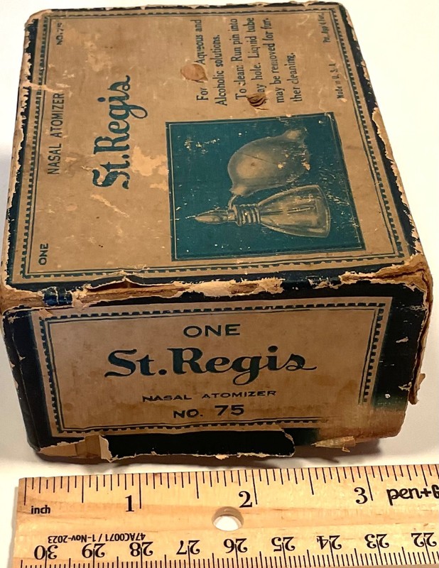 Vintage St. Regis Nasal Atomizer with original box Box 25 Made in USA gallery