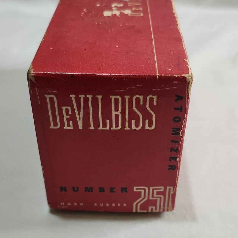DeVilbiss Atomizer No. 251 Hard Rubber w/ Box, Glass Bottle & Bulb