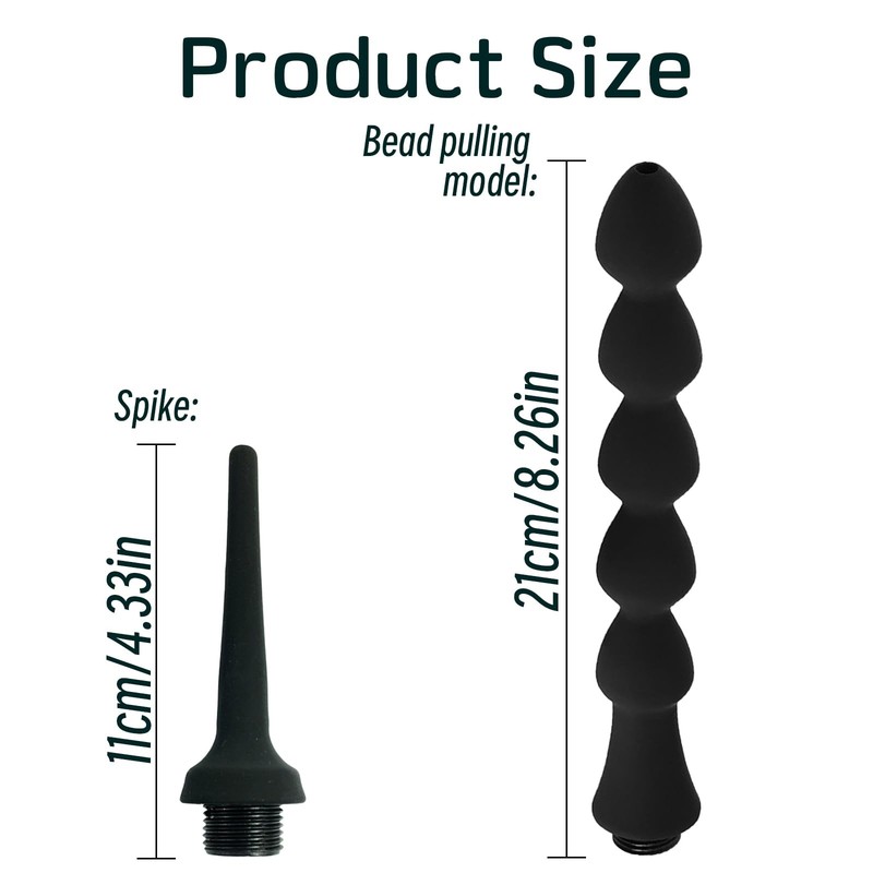 2 Pc Shower Enema Douche Nozzles , Comfortable Silicone Black gallery