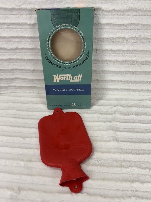 NOS Vintage Worthall Worth All Hot Water Bottle USA Made Red