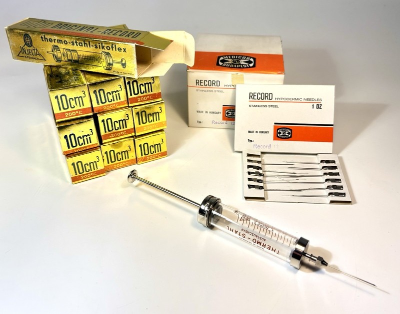 NEW / Antique Medical Glass Syringe s Big Kit-LOT-10ml (10pc)+1 Big Box Needles gallery