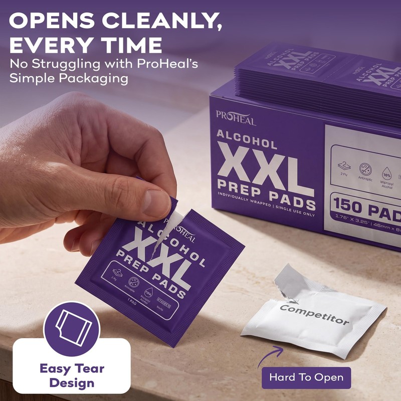 XXL Sterile Alcohol Prep Pads 150 Count - 70% Isopropyl Alcohol Wipes, Indivi... gallery