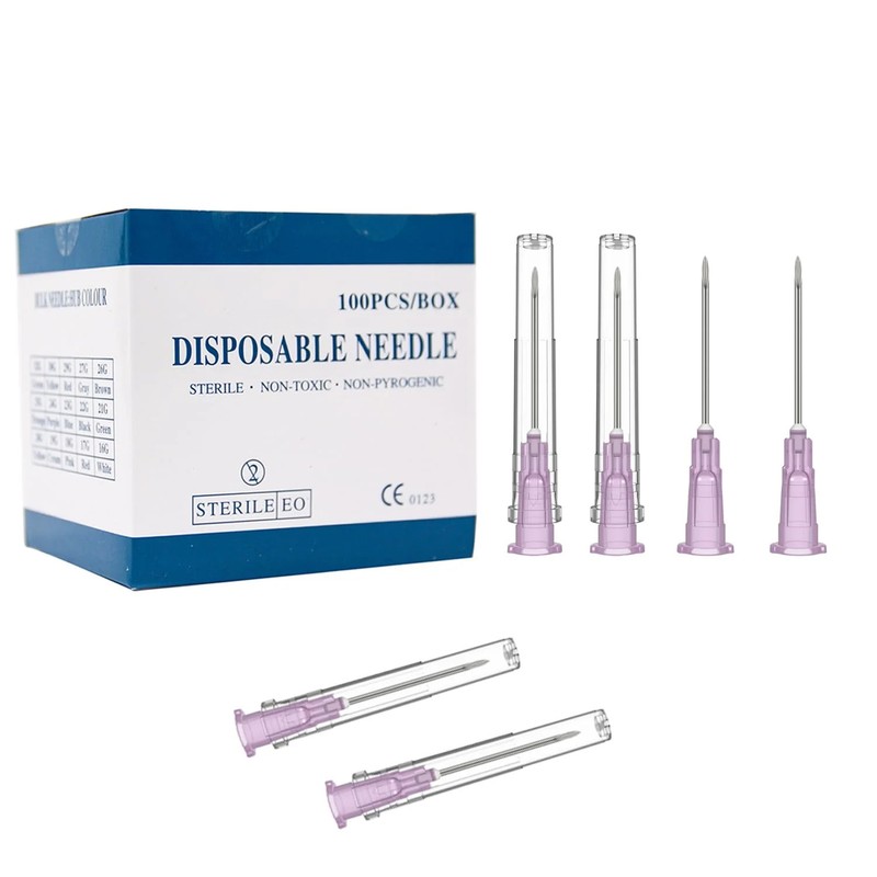 18 Gauge 1 Inch Needle (100 Pack), Sterile Disposable Injection 18Ga-1 inch