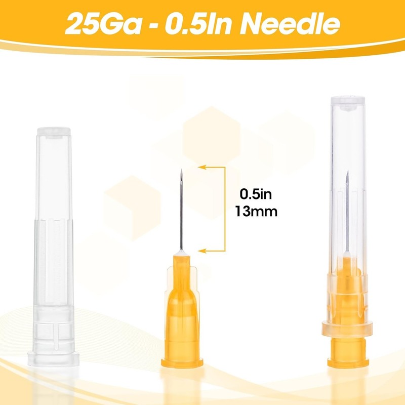 100-Pack 25G 1/2" (13mm) Industrial Needles - Individually Sealed gallery