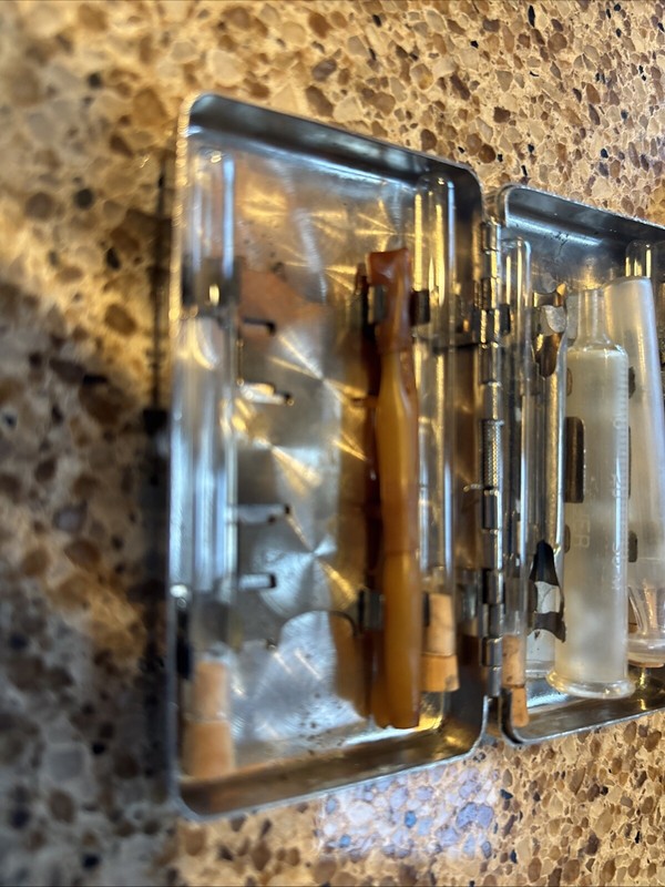 Antique Becton Dickinson 1897 Luer Patent Etched Glass Syringe / 1901 Metal Case gallery