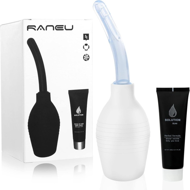 Enema Bulb Kit with Lube Anal Douche Superior Materials White111, Big