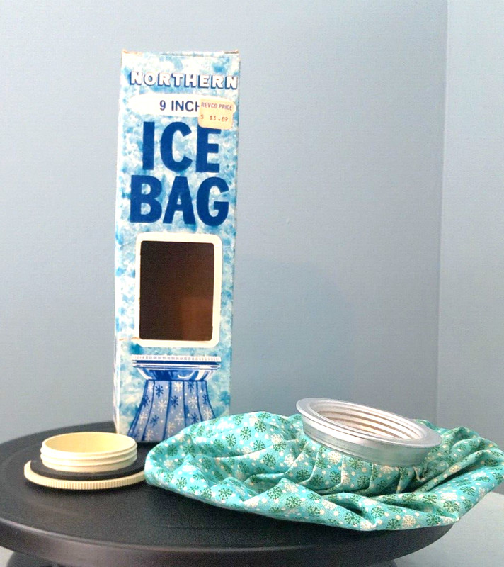Vintage Northern Electric 9″ Ice Bag New Cold Pack Headache Sprains Green Blue