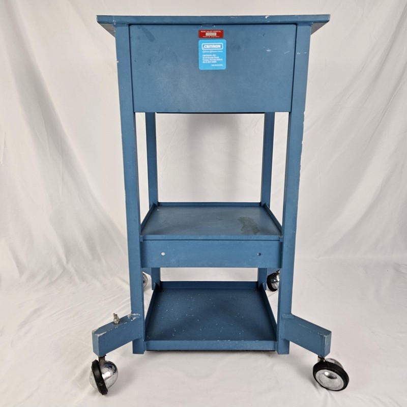 Steel Medical Cart Metal W/ Drawer Rolling Vintage End Table Critikon gallery