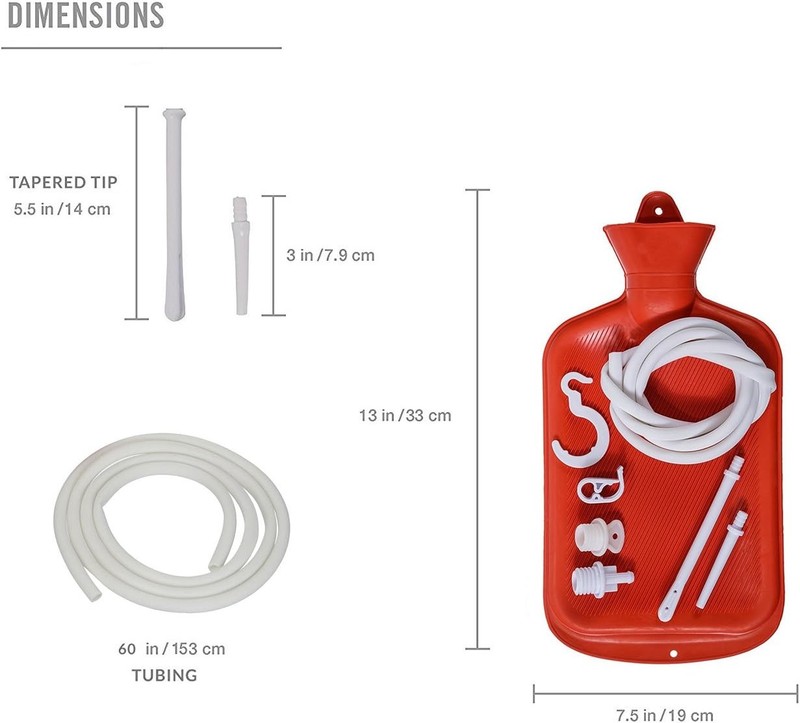 Rubber Douche / Enema Bag, Hot Water Bottle Combination System Kit for Red gallery