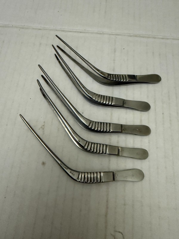 5 Vintage Haslam Bayonet Angled Nasal Dressing Forceps ENT Doctor