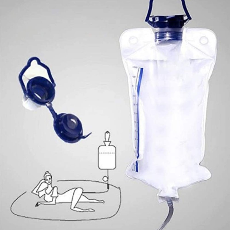 Reusable Enema Bag Kit Douche Bag, MTSXDYT 1200ml Enemas bag+10CM tube, Blue gallery