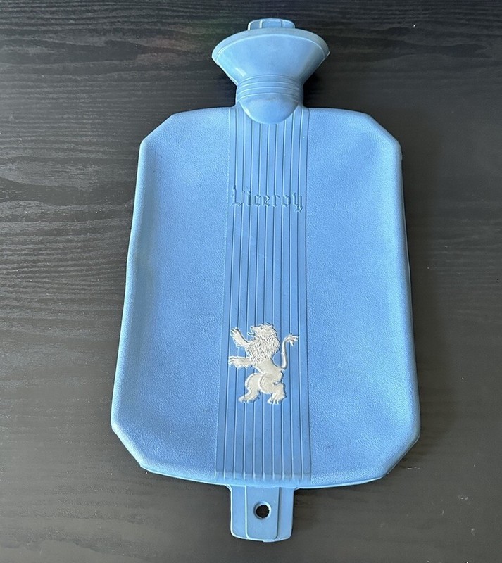 VTG Rubber Hot Water Bottle Heating Pad Blue Plastic Stopper Hook Viceroy Brand