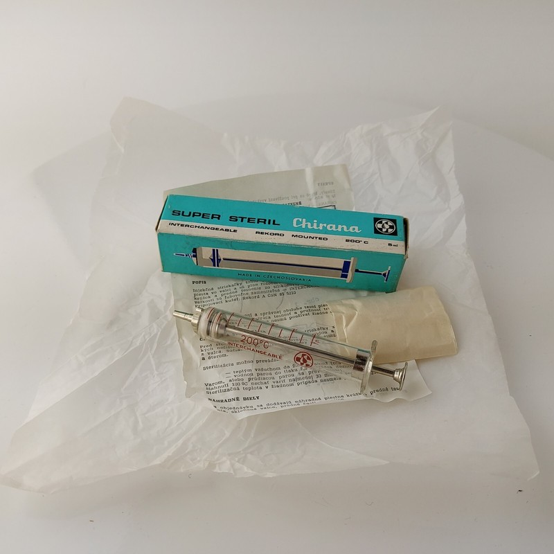 Vintage Glass Syringe 5 ml Chirana Super Steril Interchangeable Rekord #5683