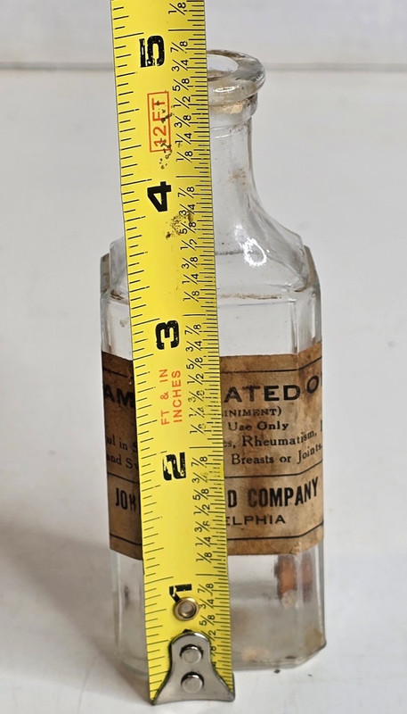 Vintage Camphorated Oil Camphor Liniment by John H Wood Apothecary Bottle Empty gallery
