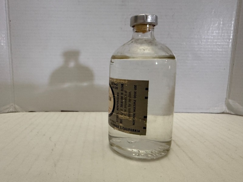 Vintage Pharmaseal Water For Injection Glass Bottle with Contents gallery