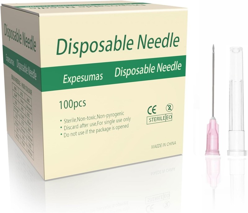 100 Pack 18 Gauge 1.5 Inch Sterile Disposable Lab Supplies, 18Ga 1.5inch