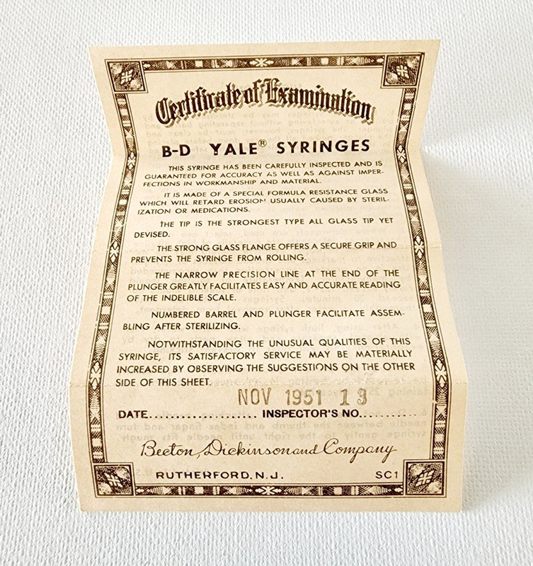 Vintage B-D Yale Hypodermic Syringe 2cc - Resistance Glass with Box gallery