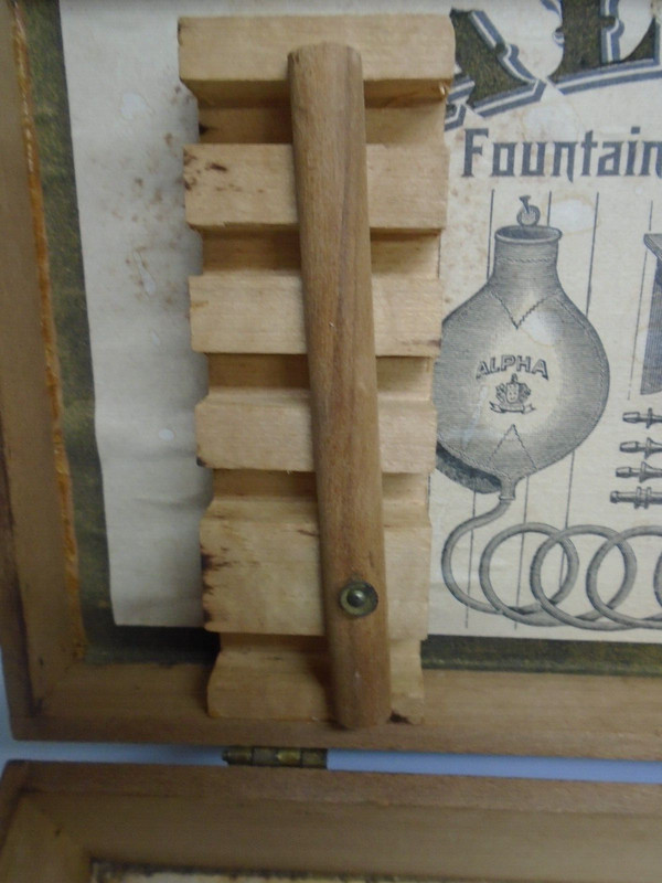Antique "ALPHA" FOUNTAIN SYRINGE - No.3 - Wood Box w/Inside Rack - BEAUTIFUL! gallery
