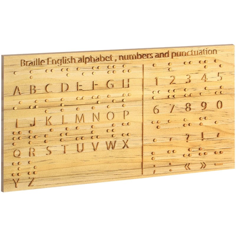 Yulejo Braille Alphabet Board 8.7 x 6.3 Inches Wood Braille Fingerboard Carve…