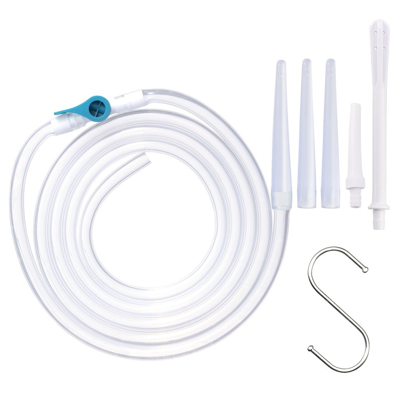 Enema Replacement Tube 6.6FT Silicone Hose with 5 Reusable Nozzle Clear