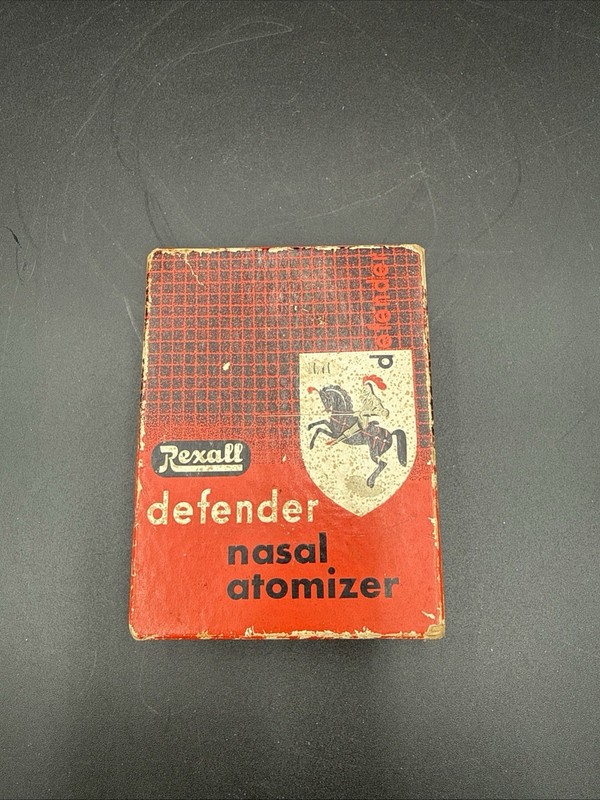 Rexall Defender Throat and Nasal Atomizer Spray Glass Bottle R-1540 VTG