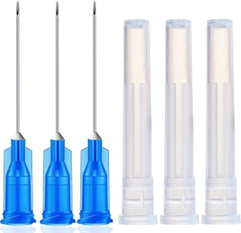 100 Pack 23Ga 1Inch Sterile Disposable Injection Needle with Cap for