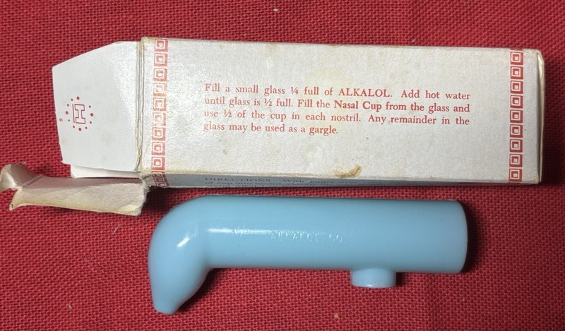 Vintage Alkalol Nasal Douche Cup with Box Blue Plastic Nose Hygiene Taunton MA gallery