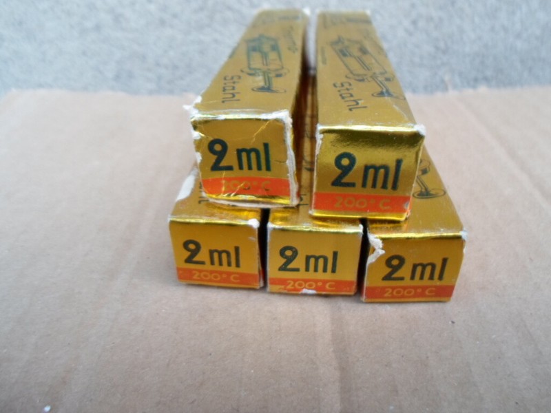 Vintage 1970's LOT of 5 Thermo Glass Syringe Injecta Original Record 2ml Germany gallery