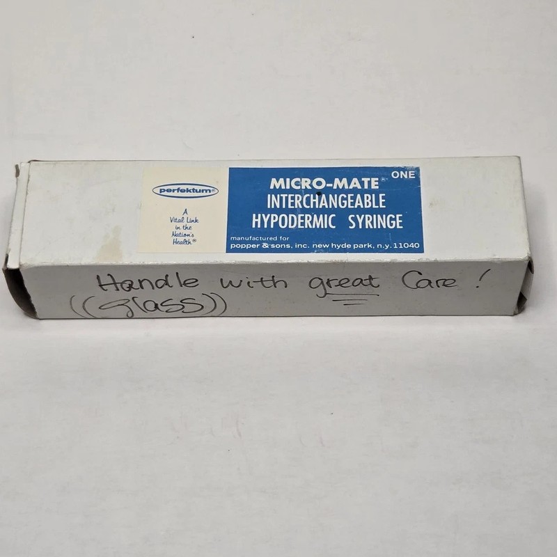 Vintage Glass Perfektum Micro-Mate Interchangeable 50cc Hypodermic Syringe + Box gallery