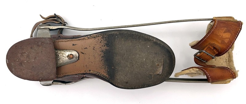 Antique Medical Leg Brace Caliper Leather Steel Orthopedic Device Childs SZ 6 gallery
