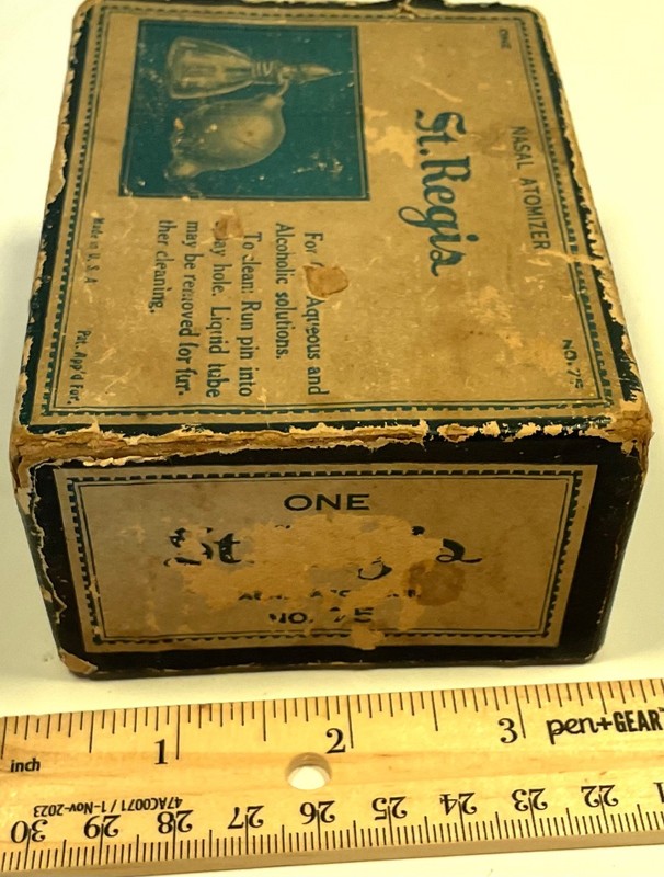 Vintage St. Regis Nasal Atomizer with original box Box 25 Made in USA gallery