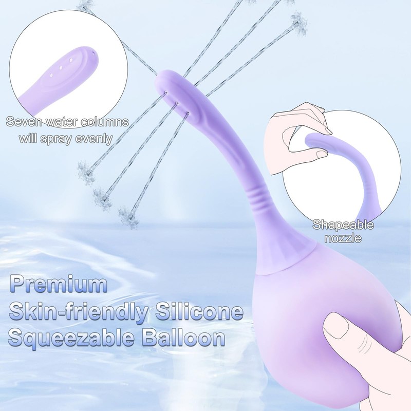 Enema Bulb Douches Anal Cleanse - Product with Bendable Silicone Purple gallery