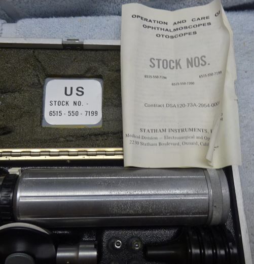 ** Vintage - STRATHAM - USA made - US MILITARY - OPHATHALMOSCOPE w ORIGINAL CASE gallery