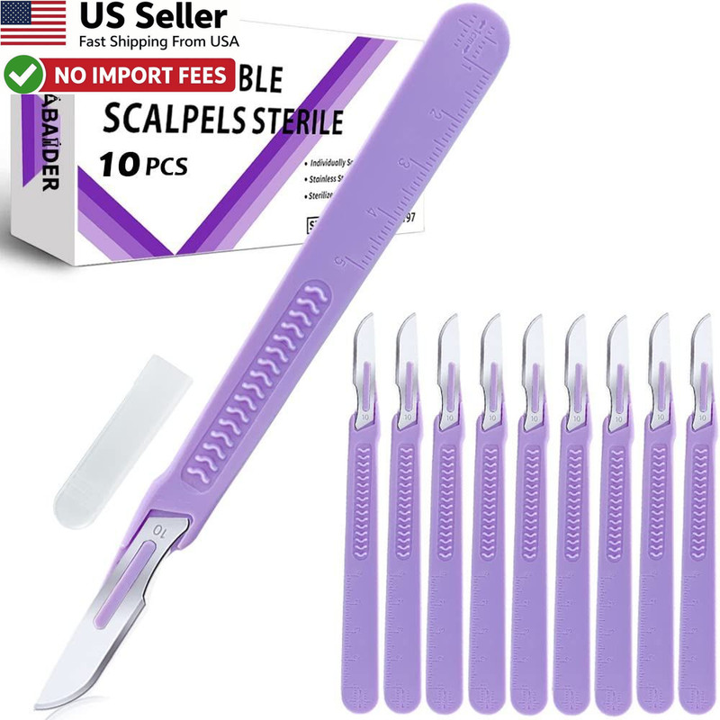 #10 Sterile Disposable Surgical Scalpel Blades Biology Dermaplaning 10PK FROM US