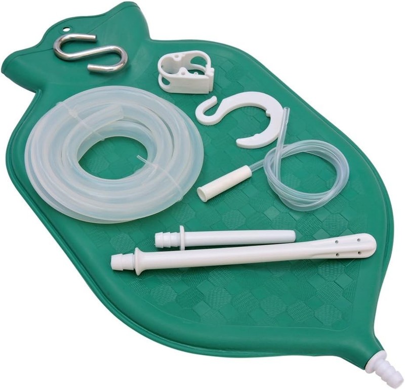 Enema Bag Kit for Colon Cleansing with Platinum Cured Silicone Hose (2 Green gallery