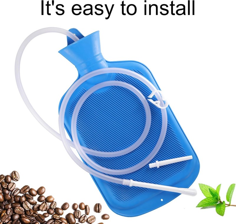 Enema Bag Kit with 5ft Hose Coffee Enemas at Home Water Shower 2 L, Blue gallery