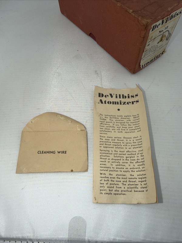 1930s Dr. DeVilbiss Atomizer No. 12 Golden Glass Sprayer Mist w Box - No Bulb gallery