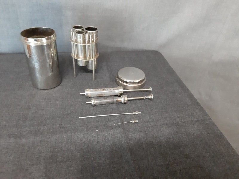 Vintage Very Rare Metal Round Medical Sterilizer for Syringes & Needles
