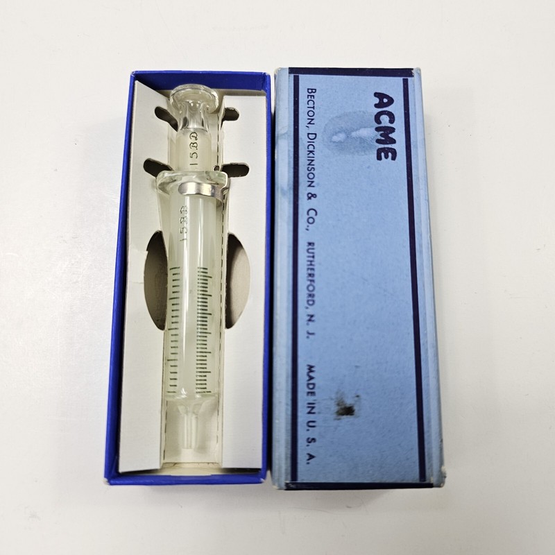 VTG ACME Hypodermic Syringe Glass Medical Original Box!! Becton Dickinson & Co