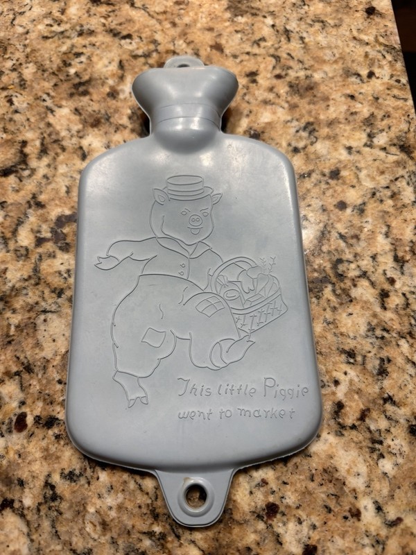 VTG Blue This Little Piggie Went To Market Baby Hot Water Bottle Nostalgiacore