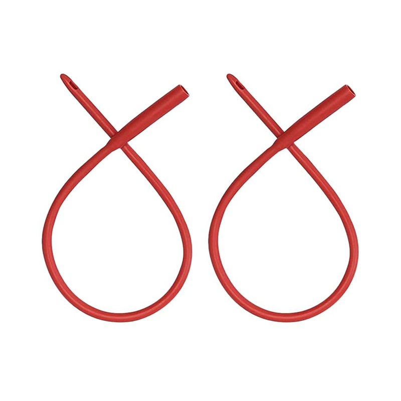 PE Premium Enema Red Latex Catheter 20FR with Flexible Rubber 2 Pack,