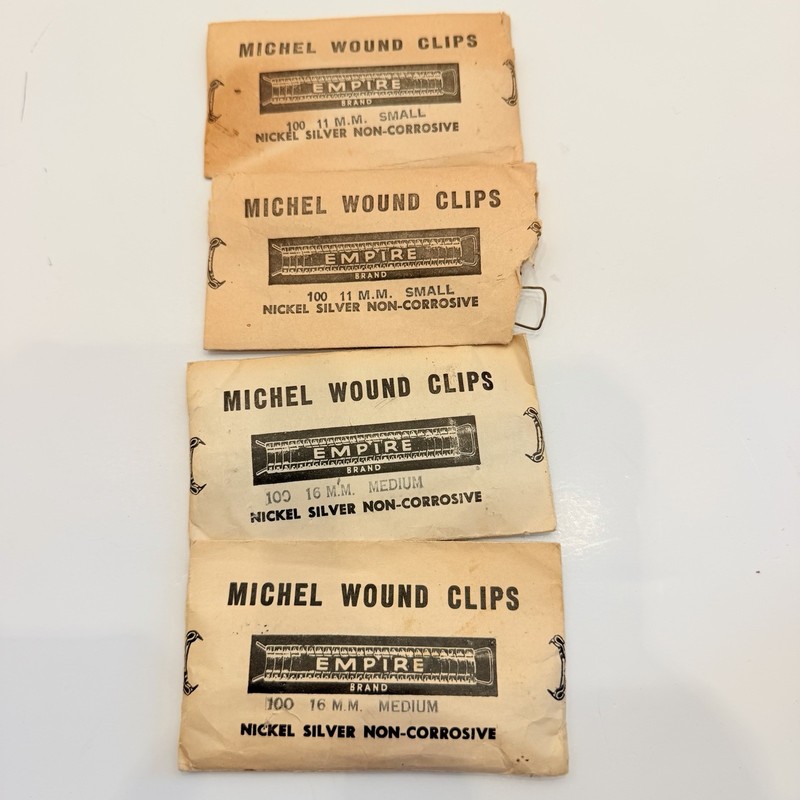 Vintage Empire Brand Michel Wound Clip Surgical Closure Nickel Silver Lot Of 4