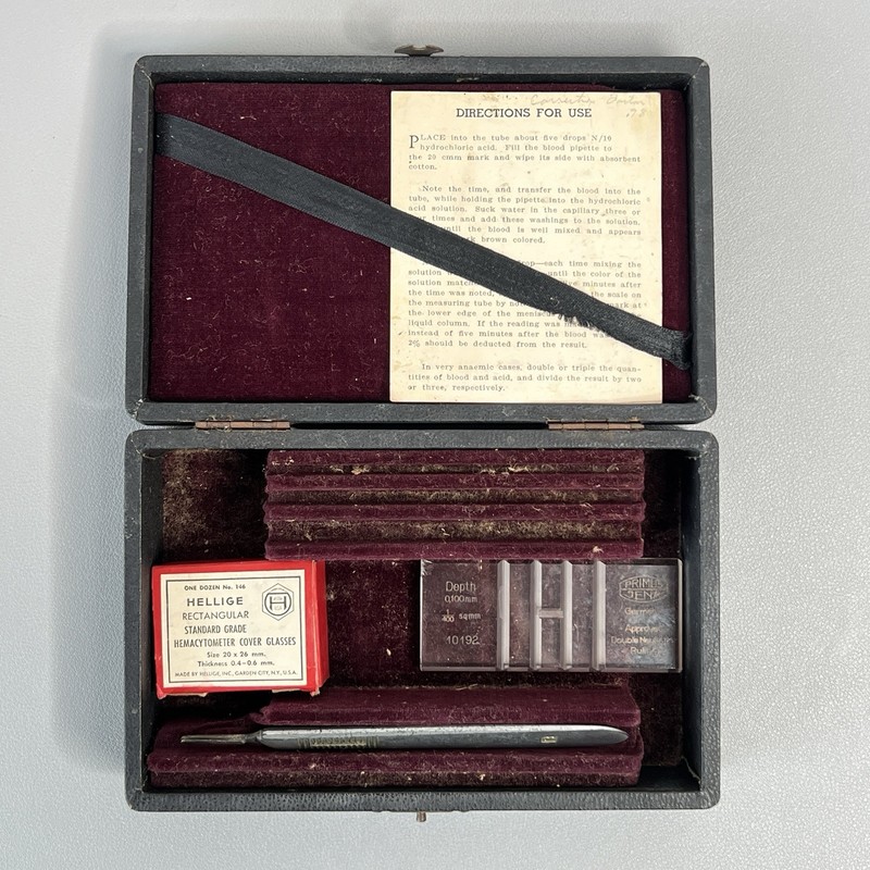 Vintage 1950s Hellige Hemometer Case Primus Jena Neubauer Hematocytometer Slide gallery